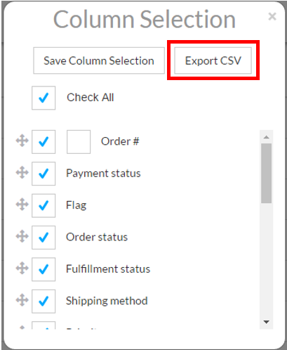 Column selector - Export csv