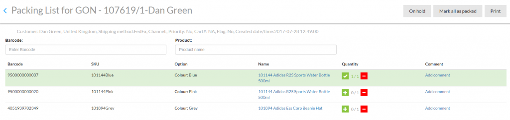Pack list scanning -