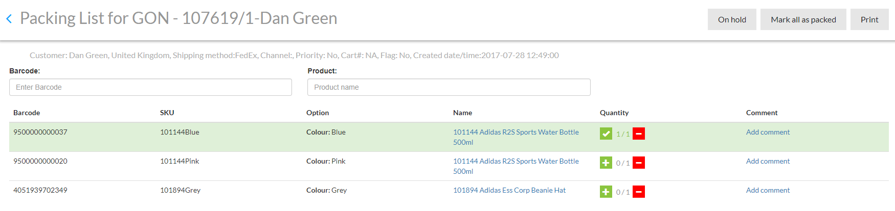 Pack list scanning - Goods out processing in batches or singly - Warewolf