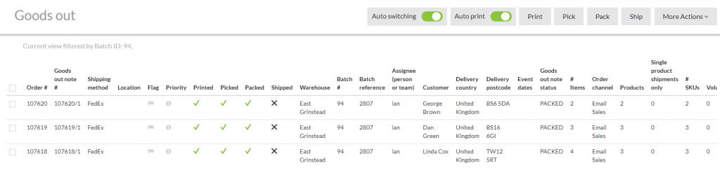 Batch packed -