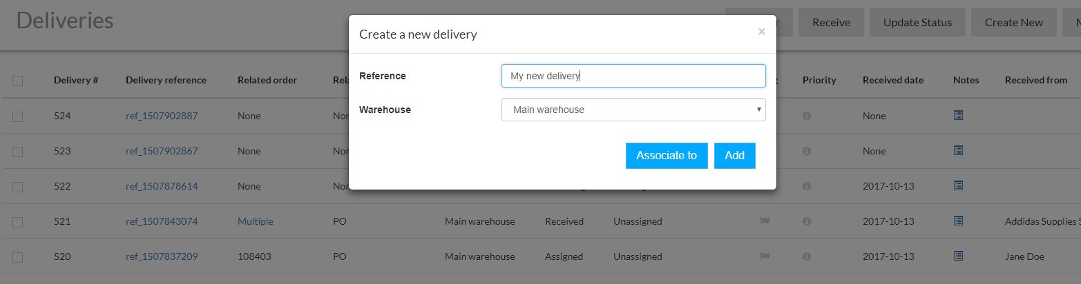 New delivery. How to manage deliveries with Warewolf