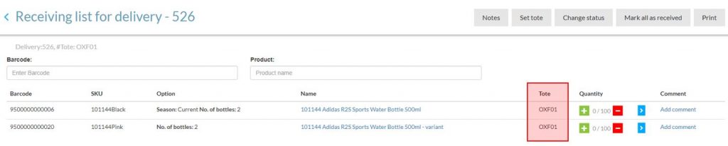 Set tote. How to manage deliveries with Warewolf