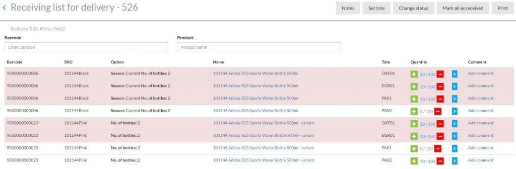 Receiving with multiple totes. How to manage deliveries with Warewolf