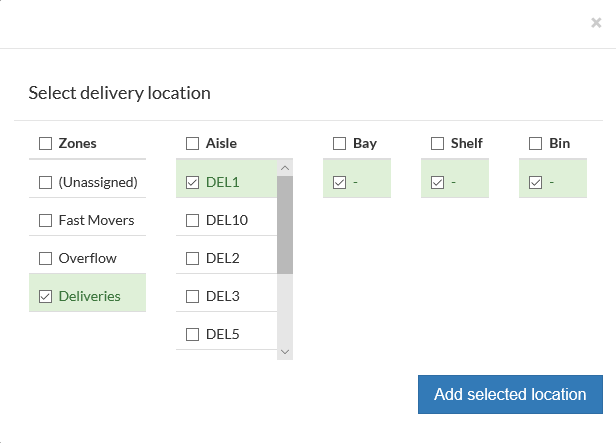 Select delivery location